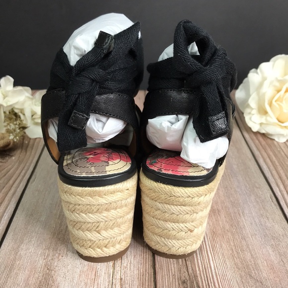 Patricia Nash Black Leather Wedge Sandals 6M - Picture 5 of 8